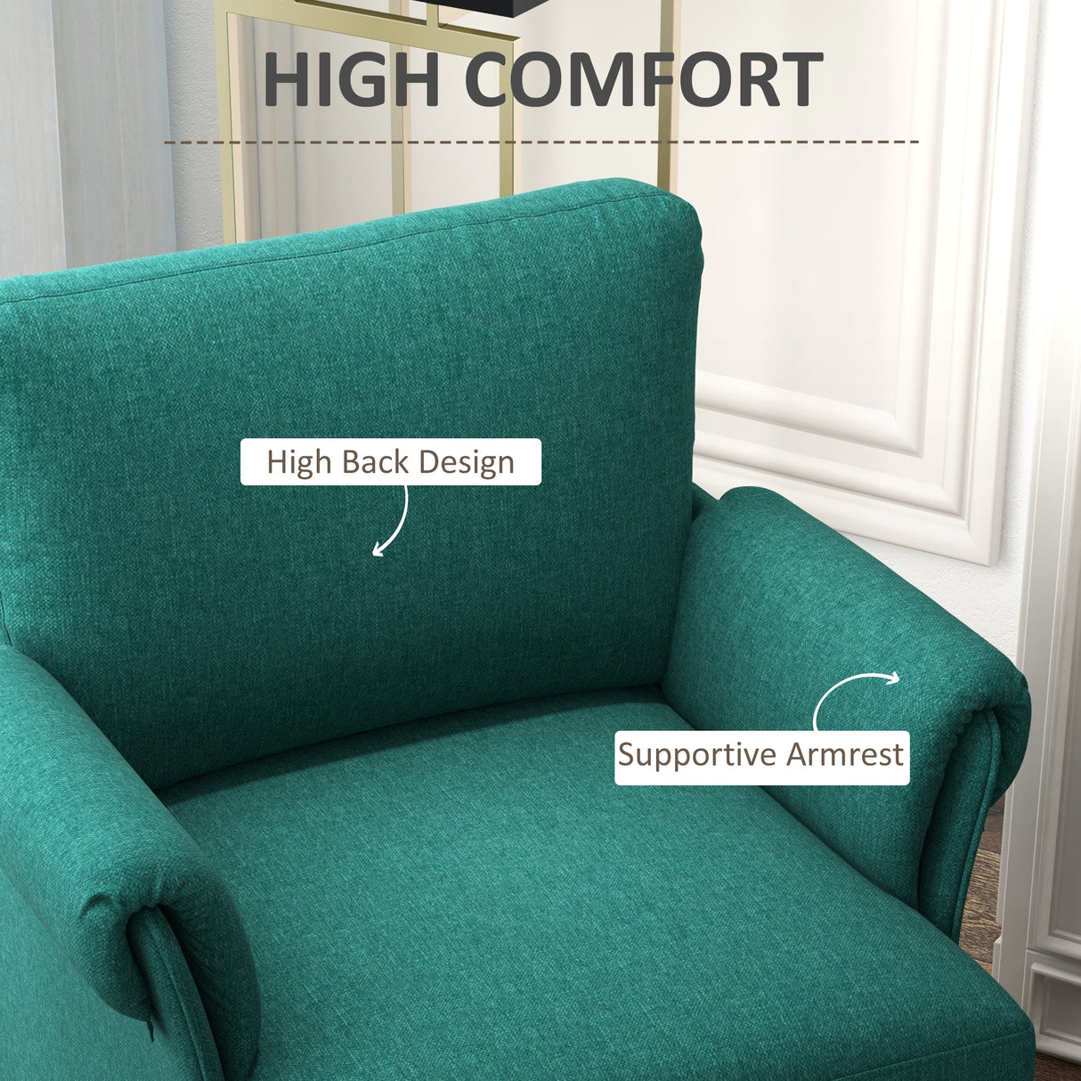 easycomfort easycomfort poltrona darredo in tessuto effetto lino traspirante con braccioli arrotolati 63x71x83 cm verde