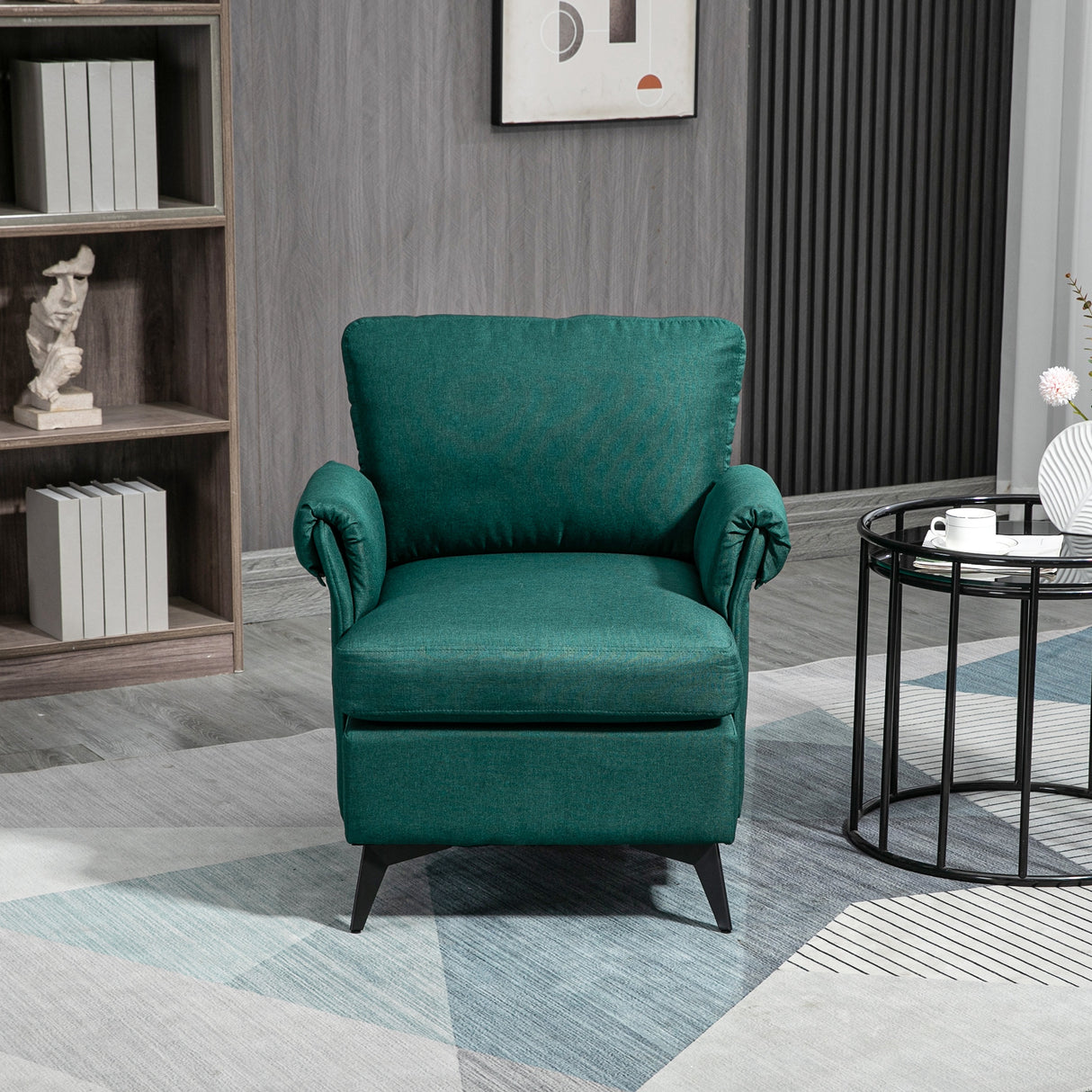 easycomfort easycomfort poltrona darredo in tessuto effetto lino traspirante con braccioli arrotolati 63x71x83 cm verde