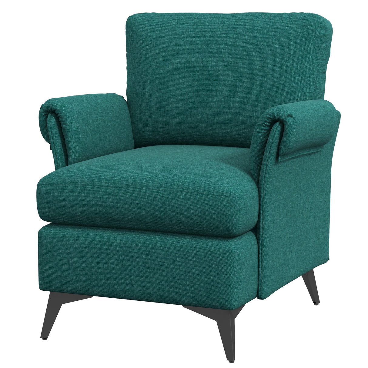 easycomfort easycomfort poltrona darredo in tessuto effetto lino traspirante con braccioli arrotolati 63x71x83 cm verde