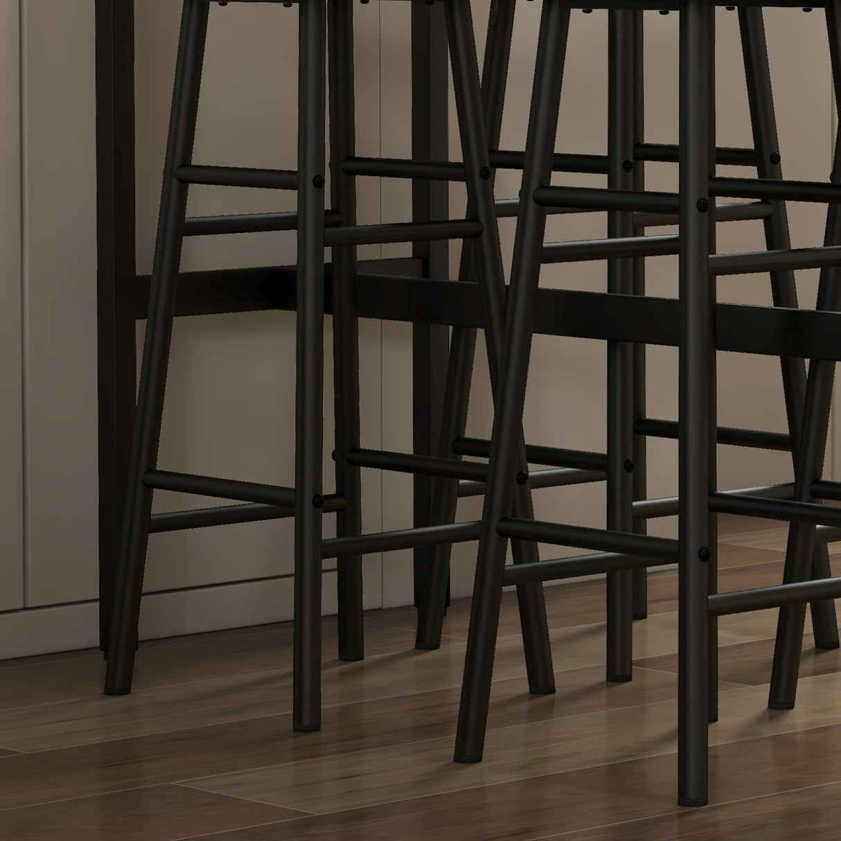 easycomfort easycomfort set tavolo e sedie 5 pezzi con 4 sgabelli con poggiapiedi e tavolo rettangolare nero e marrone