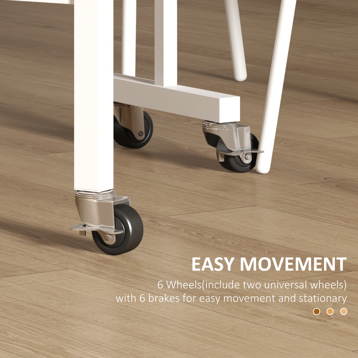 easycomfort easycomfort tavolo pieghevole moderno a 2 ribalte con rotelle in mdf e acciaio 120x80x73cm marrone