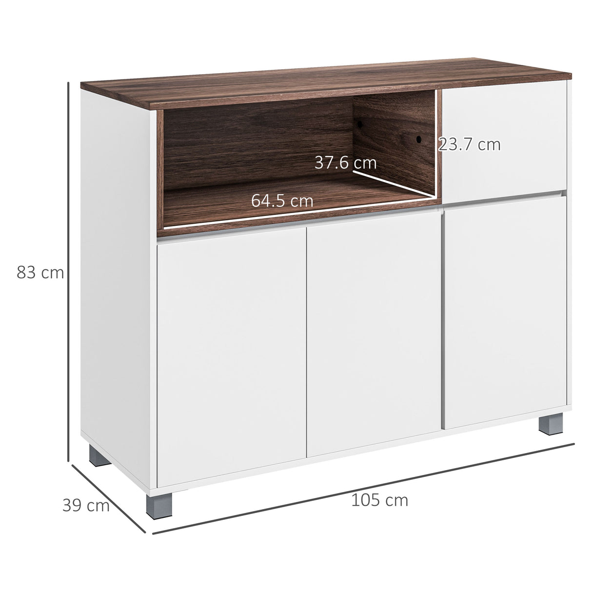 easycomfort easycomfort credenza moderna da cucina in legno con armadietti cassetto e vano aperto 105x39x83cm bianco