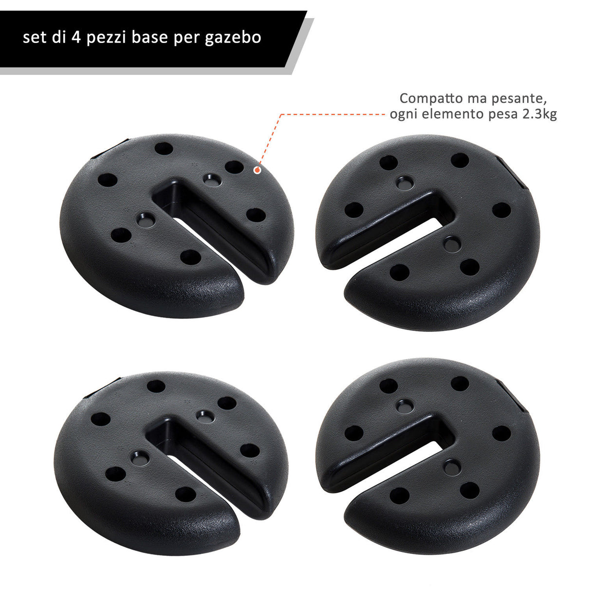 easycomfort easycomfort base per gazebo 4 pezzi riempito con cemento 2.3kg 20x4.5cm ean 8054111841139