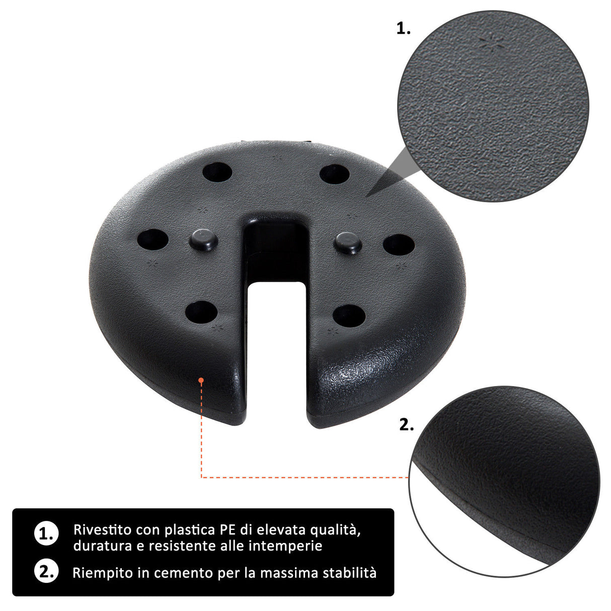 easycomfort easycomfort base per gazebo 4 pezzi riempito con cemento 2.3kg 20x4.5cm ean 8054111841139