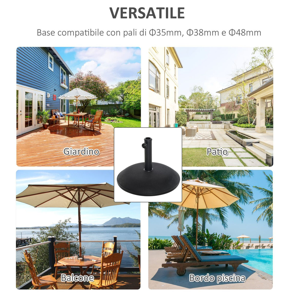 easycomfort easycomfort base per ombrellone da giardino in cemento per ombrelloni con palo di 35mm 38mm 48mm nero 50x37cm ean 8054111844376