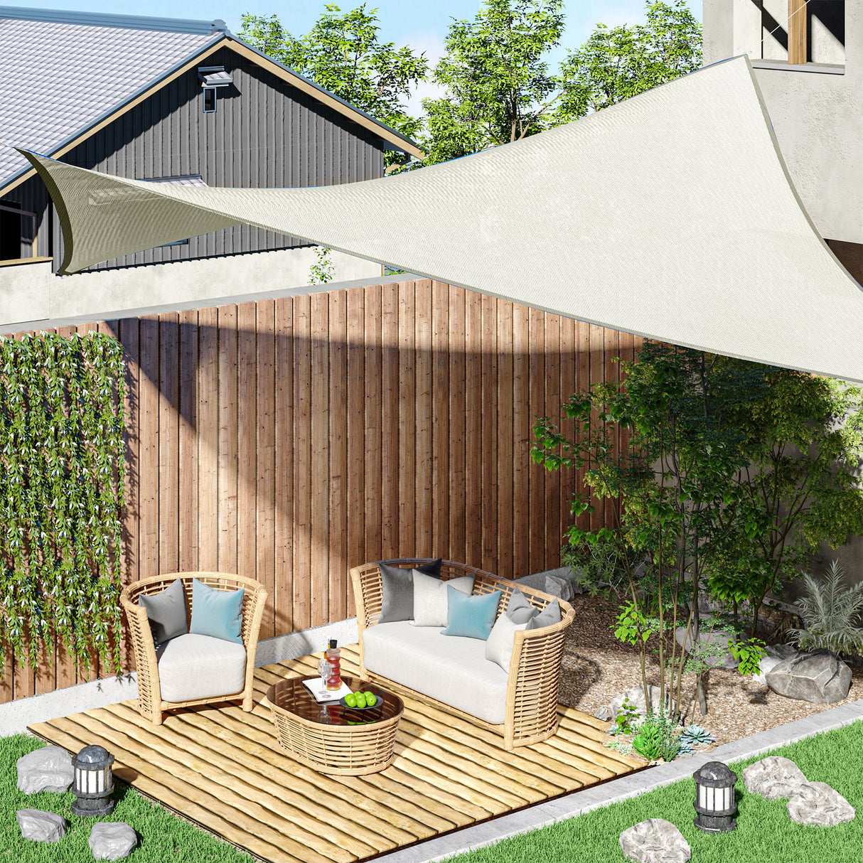 easycomfort easycomfort vela ombreggiante rettangolare tenda da sole in poliestere 3x4m bianco crema ean 8054144130880