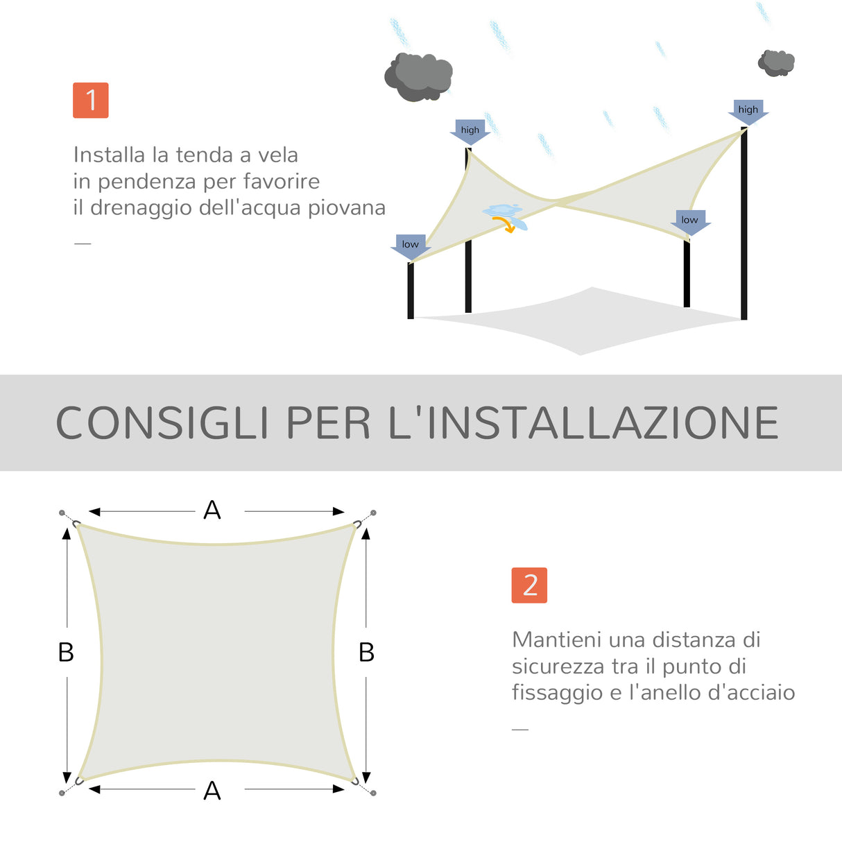 easycomfort easycomfort vela ombreggiante rettangolare tenda da sole in poliestere 3x4m bianco crema ean 8054144130880