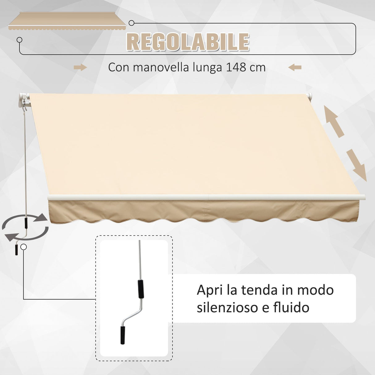 easycomfort easycomfort tenda da sole avvolgibile a caduta con manovella in alluminio e poliestere 3x2 5m beige ean 8055776914916