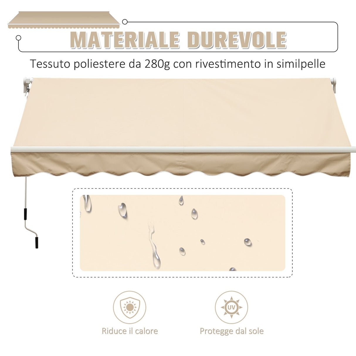easycomfort easycomfort tenda da sole a braccio avvolgibile manuale a parete in poliestere impermeabile beige 395x245m ean 8055776913872