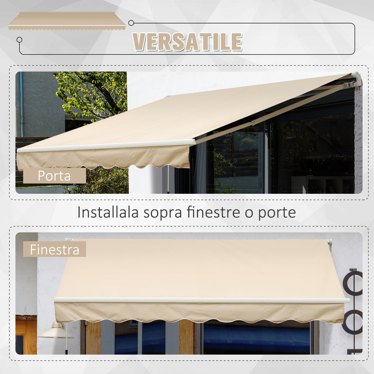 easycomfort easycomfort tenda da sole a braccio avvolgibile manuale a parete in poliestere impermeabile beige 395x245m ean 8055776913872