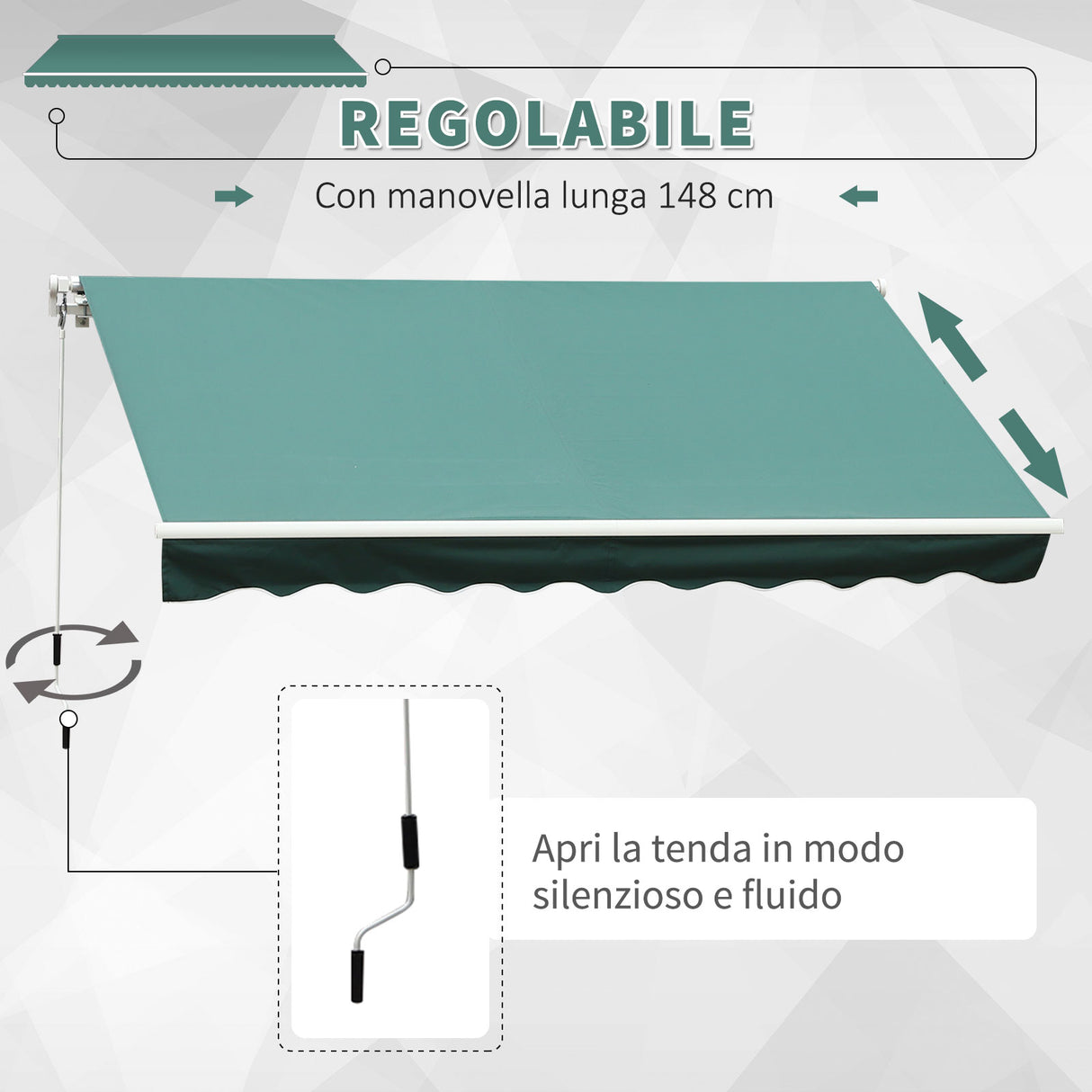 easycomfort easycomfort tenda da sole a manovella copertura impermeabile 400x250cm verde ean 8055776911533