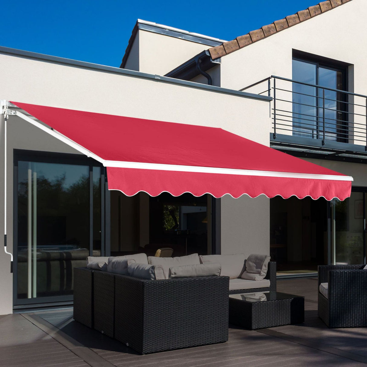 easycomfort easycomfort tenda da sole a manovella copertura impermeabile 400x250cm rosso ean 8055776913445