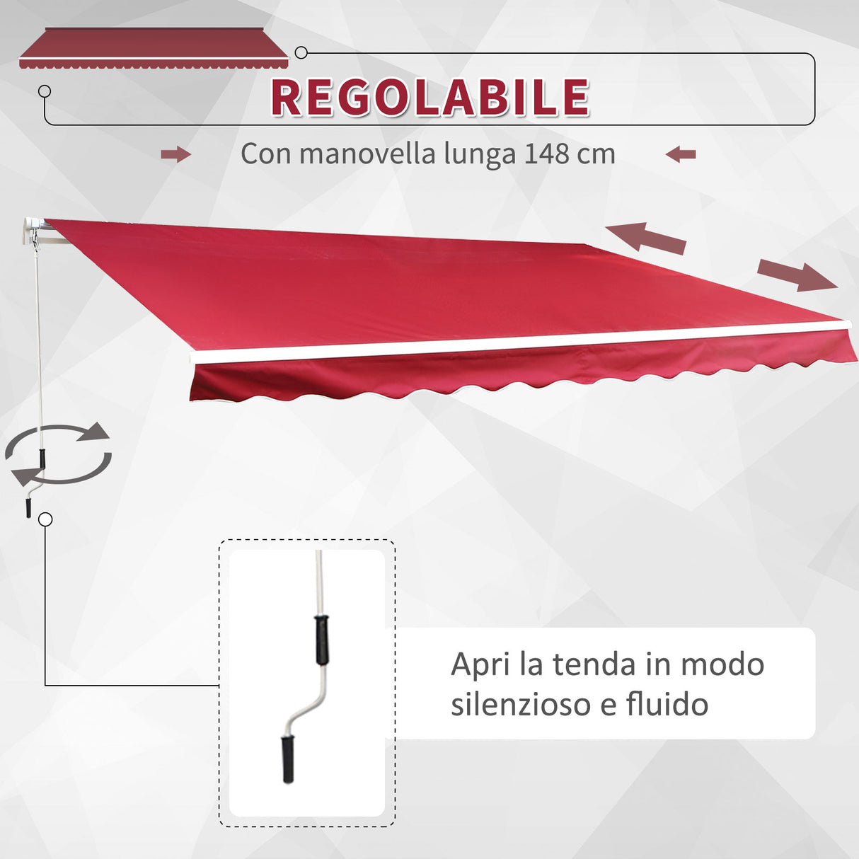 easycomfort easycomfort tenda da sole a manovella copertura impermeabile 400x250cm rosso ean 8055776913445