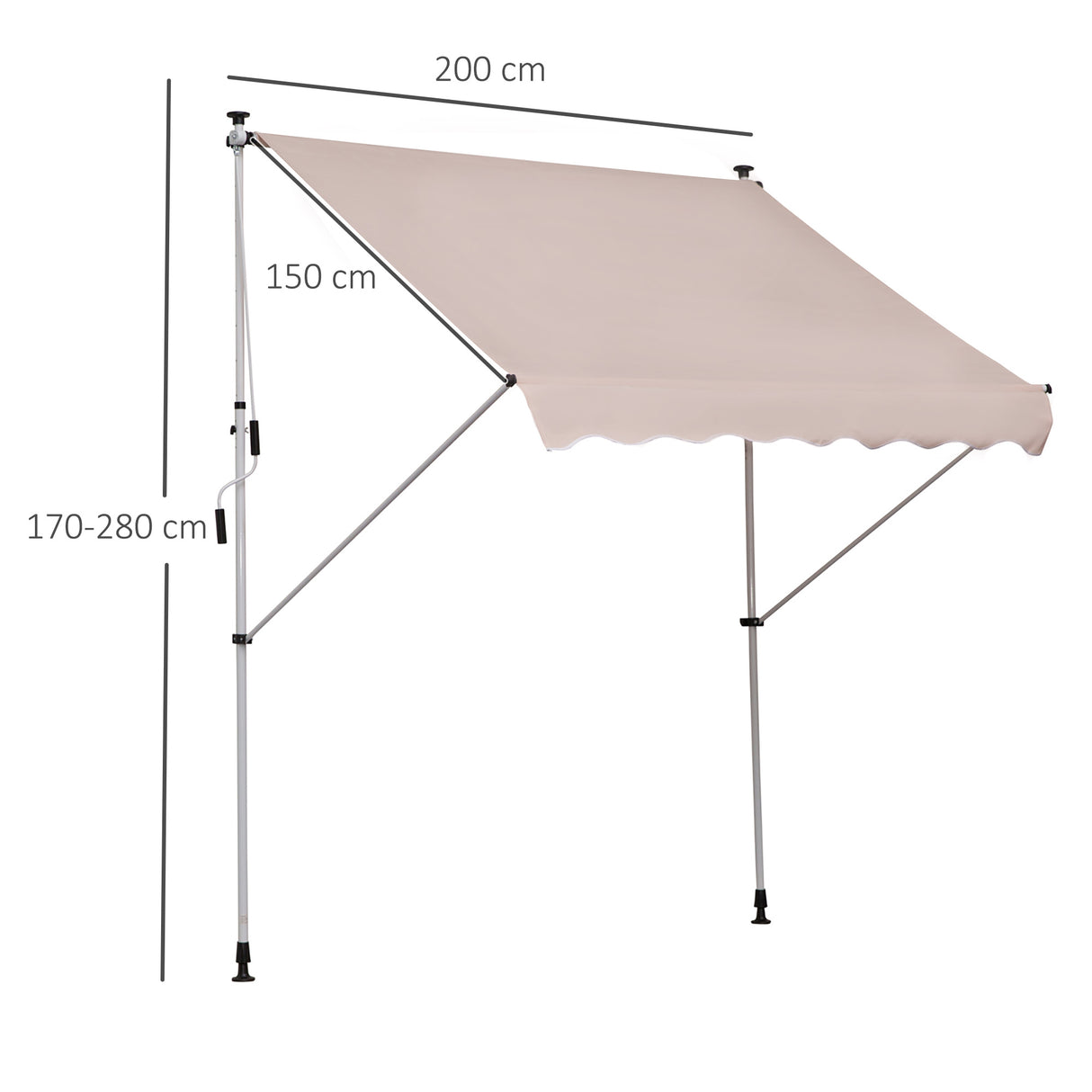 easycomfort easycomfort tenda da sole con manovella telaio telescopico e angolo regolabile beige 200x150cm ean 8054144130965
