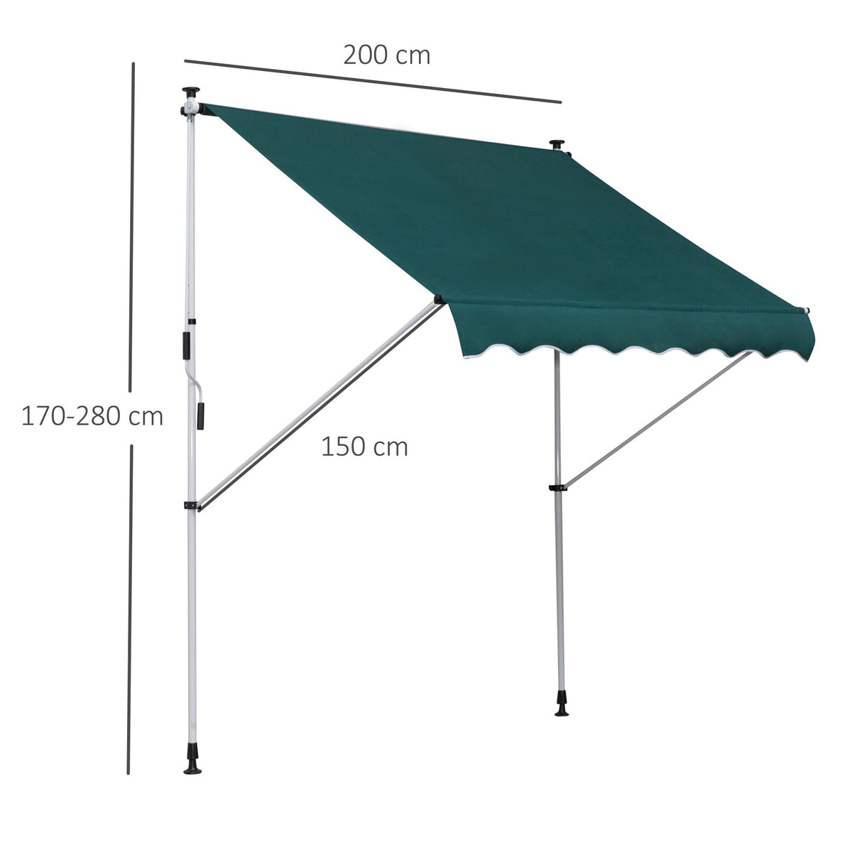easycomfort easycomfort tenda da sole con manovella telaio telescopico e angolo regolabile verde 200x150cm ean 8054144132723