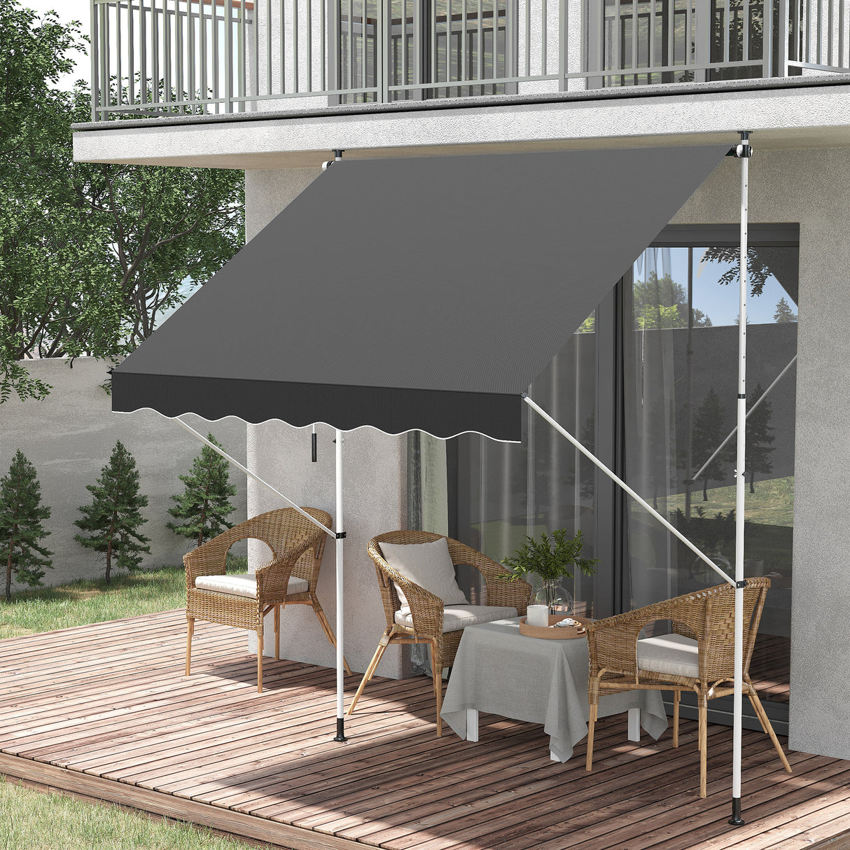 easycomfort easycomfort tenda da sole con manovella telaio telescopico e angolo regolabile grigio 200x150cm ean 8054144131016