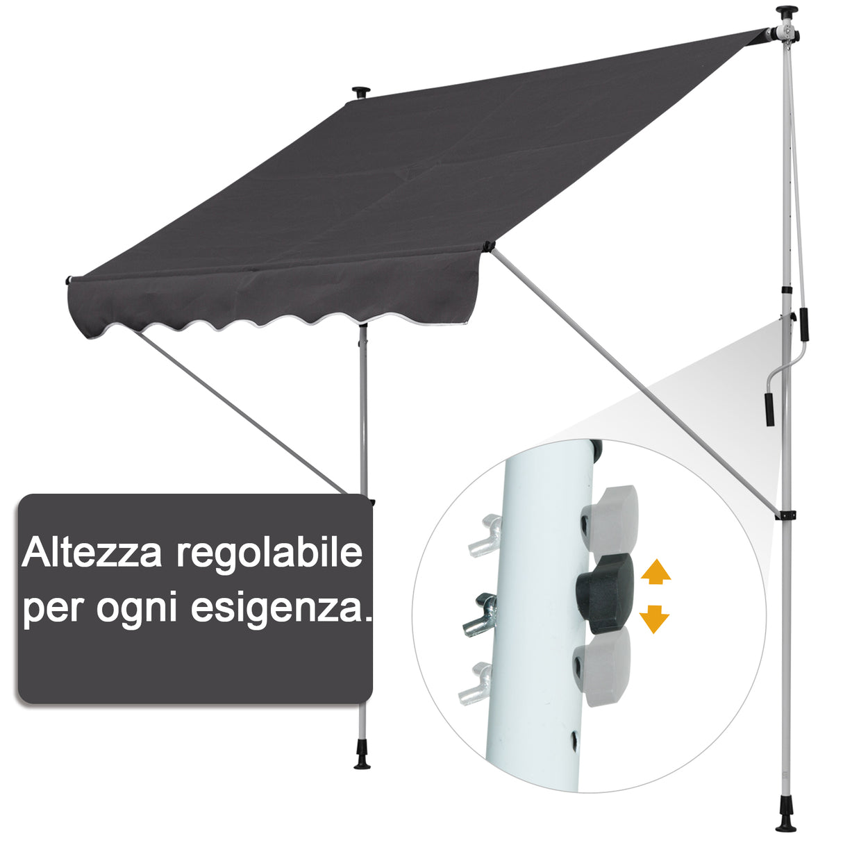 easycomfort easycomfort tenda da sole con manovella telaio telescopico e angolo regolabile grigio 200x150cm ean 8054144131016