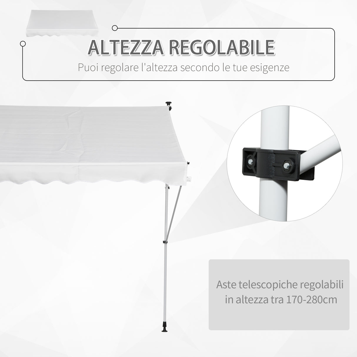 easycomfort easycomfort tenda da sole da esterno a rullo con manovella altezza e angolazione regolabile 200x150cm