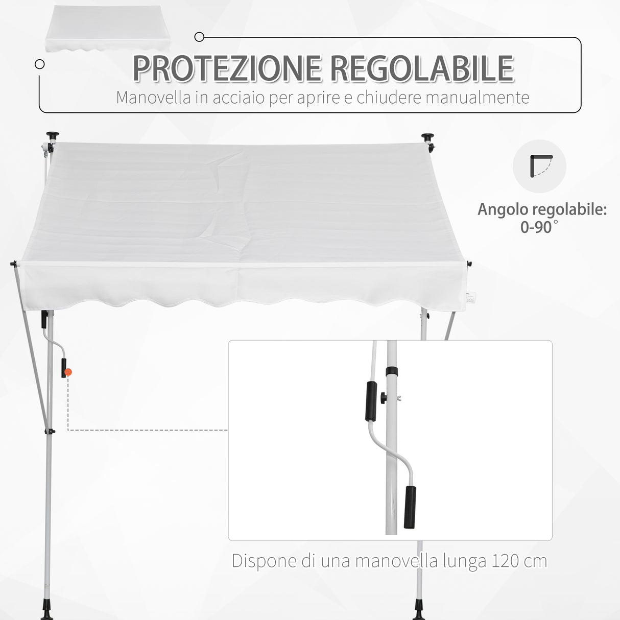 easycomfort easycomfort tenda da sole da esterno a rullo con manovella altezza e angolazione regolabile 200x150cm