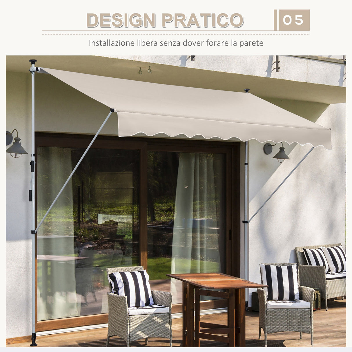 easycomfort easycomfort tenda da sole a bracci telescopica con manovella metallo e poliestere ean 8055776910819