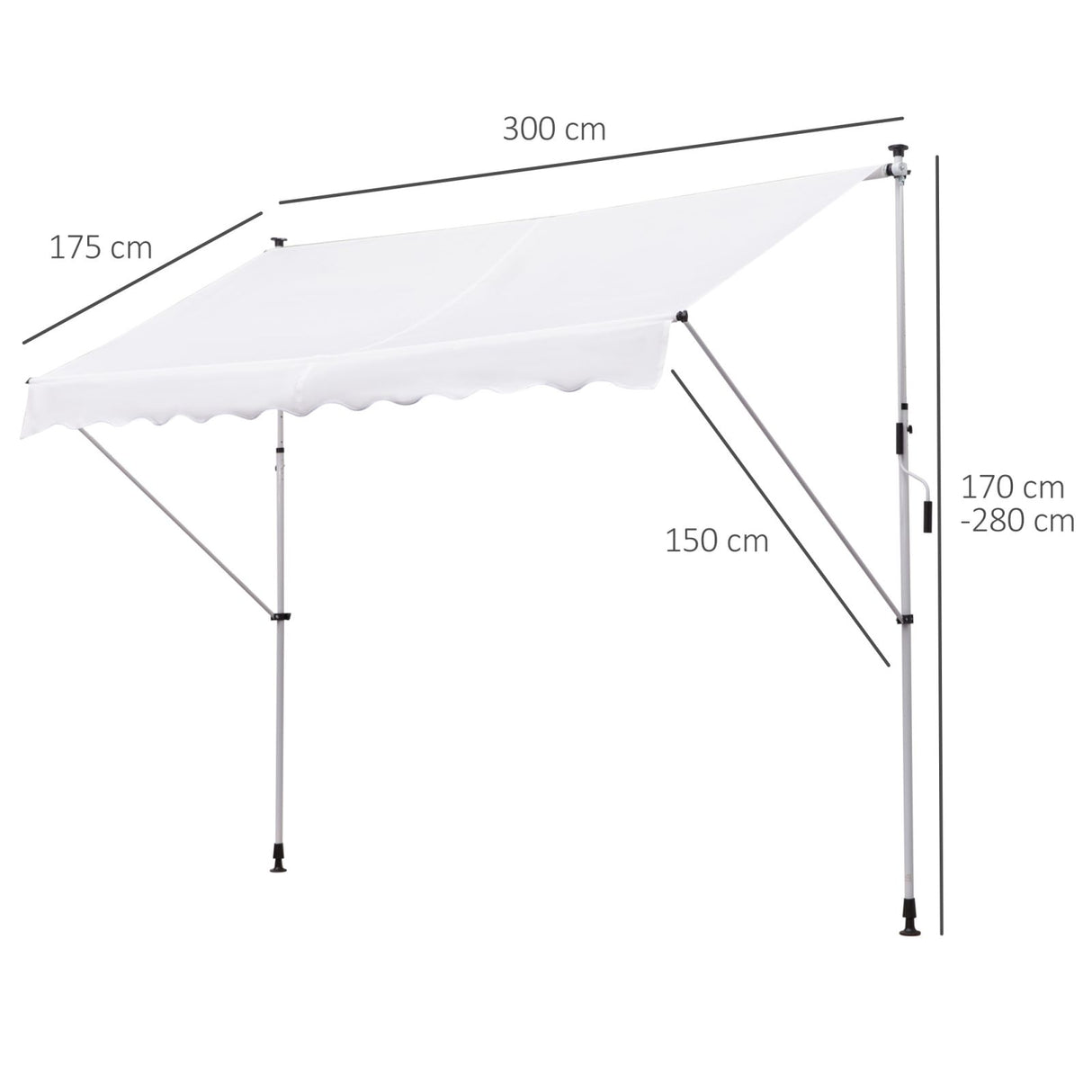 easycomfort easycomfort tenda da sole a muro con pali di supporto bianca 300x150cm ean 8054144133546