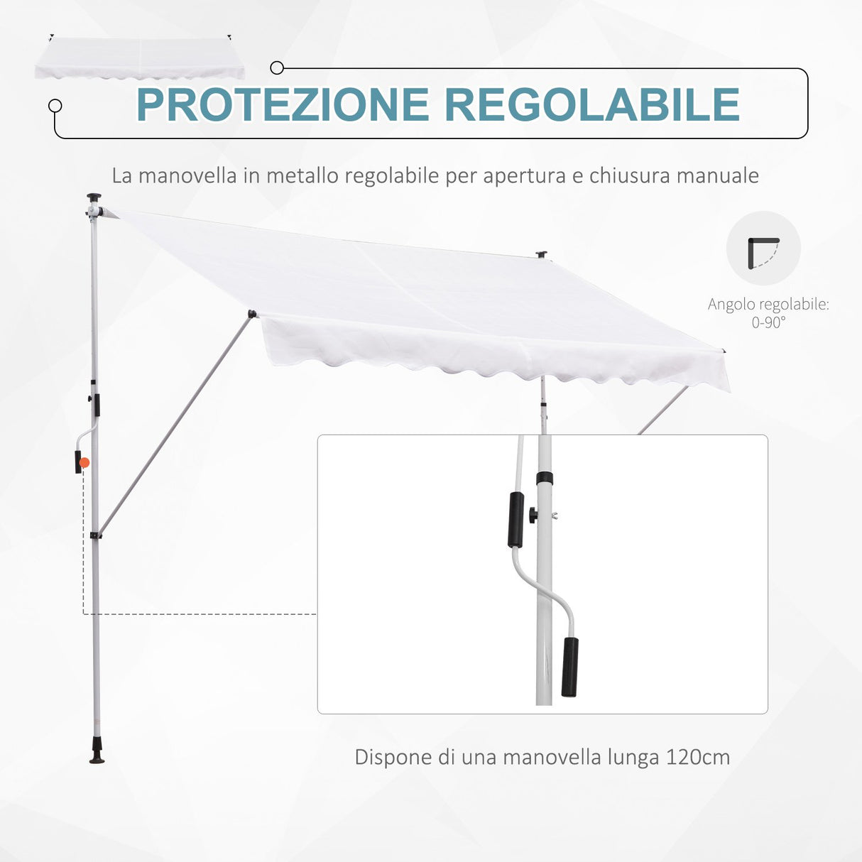 easycomfort easycomfort tenda da sole a muro con pali di supporto bianca 300x150cm ean 8054144133546