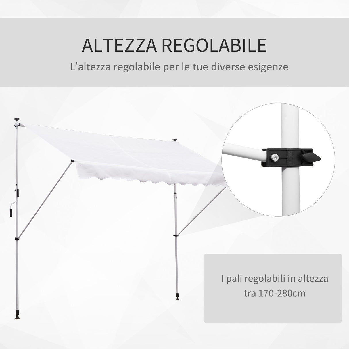 easycomfort easycomfort tenda da sole a muro con pali di supporto bianca 300x150cm ean 8054144133546