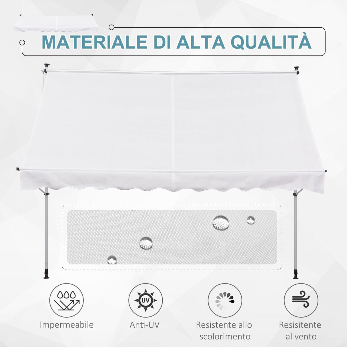 easycomfort easycomfort tenda da sole a muro con pali di supporto bianca 300x150cm ean 8054144133546