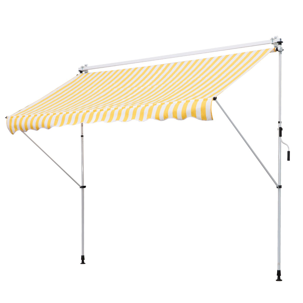 easycomfort easycomfort tenda da sole a muro con pali di supporto bianco e giallo 300x150cm ean 8054144130545
