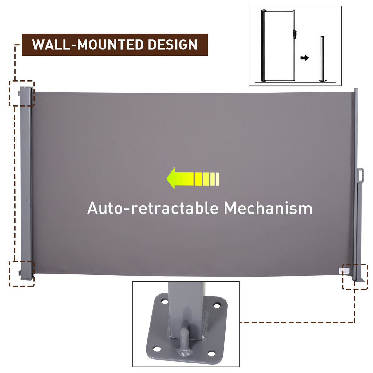 easycomfort easycomfort tenda da sole laterale e avvolgibile protezione ventoprivacy 3x1.6m grigio ean 8055776910222