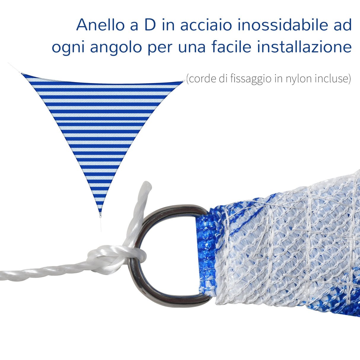 easycomfort easycomfort tenda da sole vela ombreggiante triangolare 5x5x5m anti uv e traspirante in hdpe bianca e blu