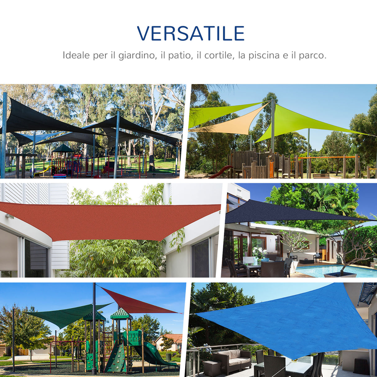 easycomfort easycomfort tenda da sole vela ombreggiante triangolare 5x5x5m anti uv e traspirante in hdpe bianca e blu