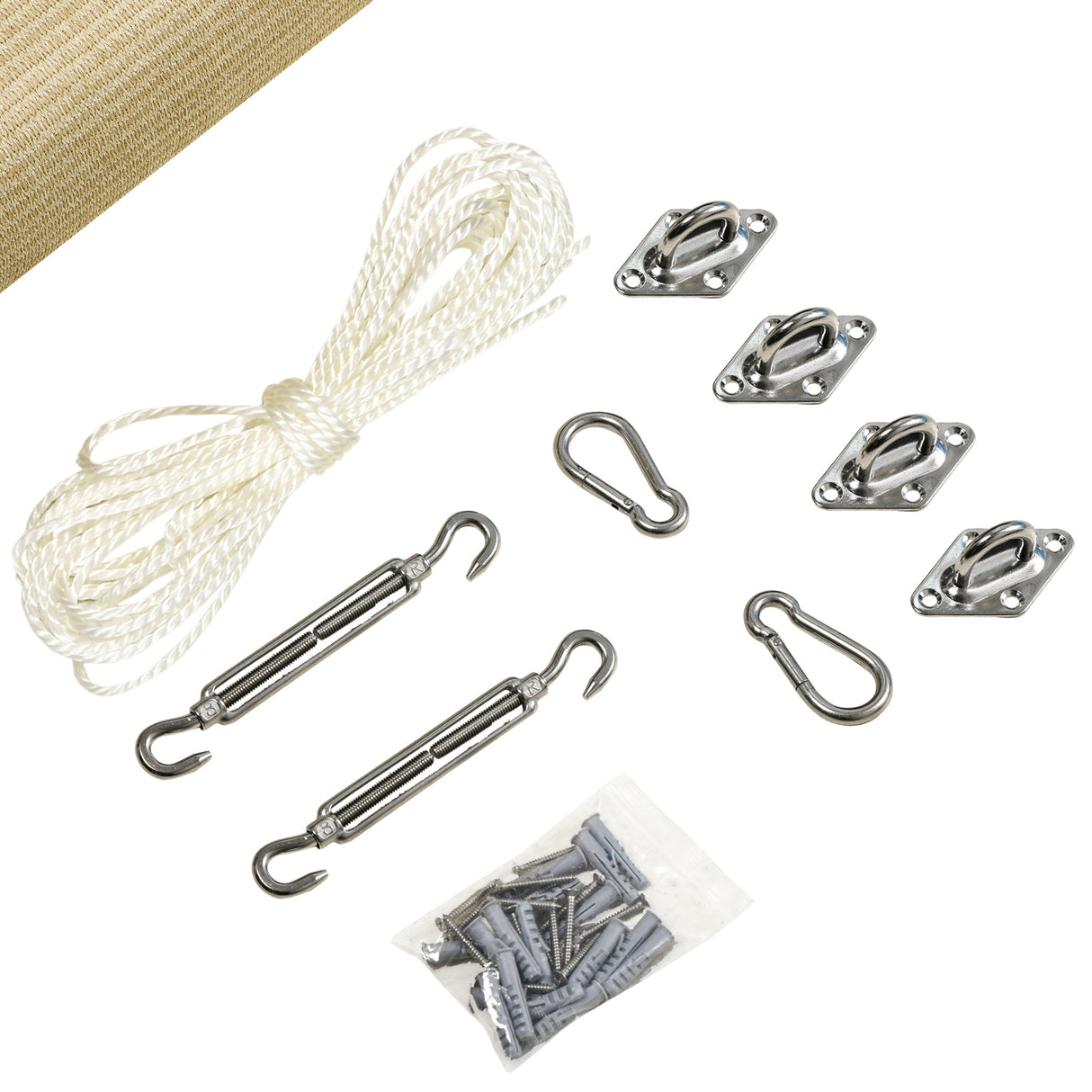 easycomfort easycomfort vela ombreggiante rettangolare 4x3 m beige in hdpe con accessori e borsa da viaggio inclusi