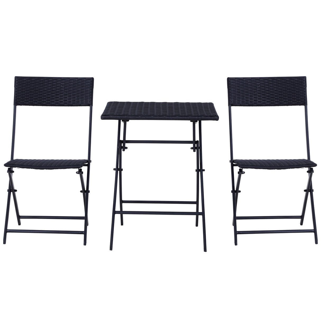 easycomfort easycomfort mobili da giardino in rattan set 1 tavolino e 2 sedie da giardino pieghevoli 3pz nero ean 8055776910192