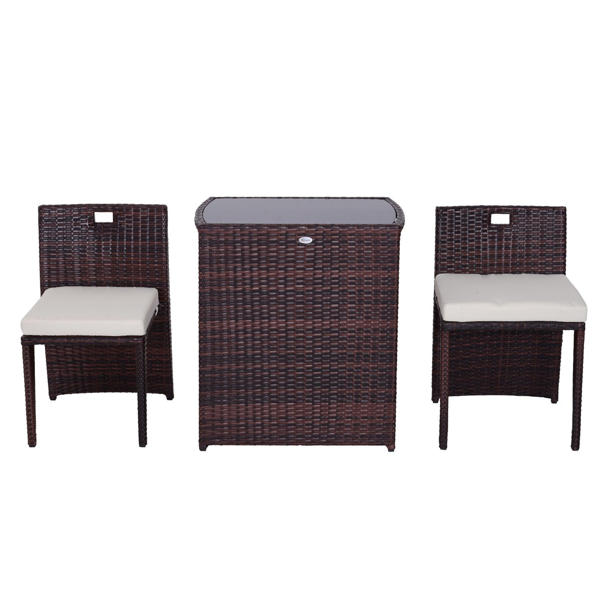 easycomfort easycomfort set mobili da giardino in rattan e ferro 3 pz set di tavolino e sedia con cuscino marrone e nero ean 8055776912479
