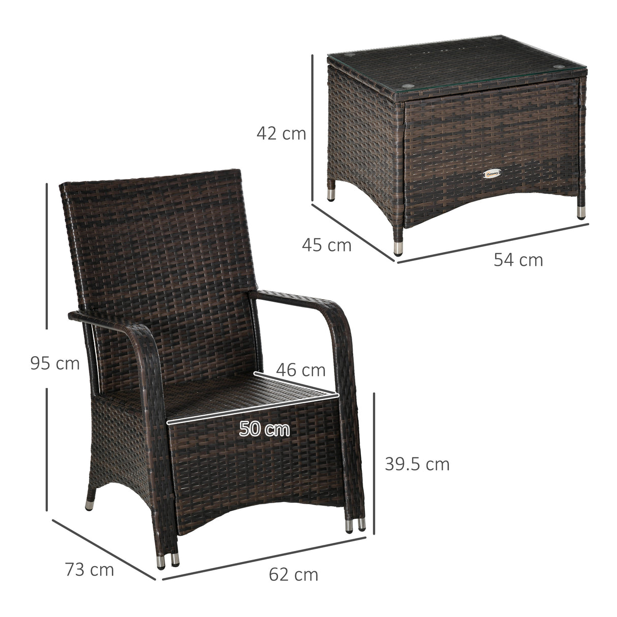 easycomfort easycomfort set mobili da giardino in rattan pe con tavolino e 2 sedie con cuscini sfoderabili marrone e crema