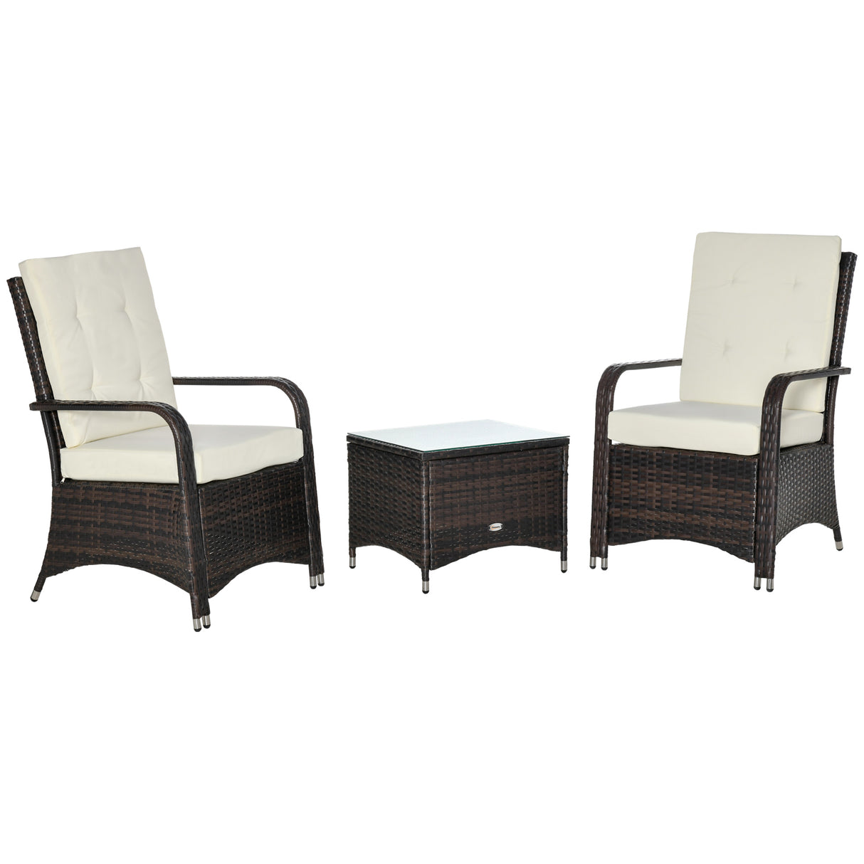 easycomfort easycomfort set mobili da giardino in rattan pe con tavolino e 2 sedie con cuscini sfoderabili marrone e crema