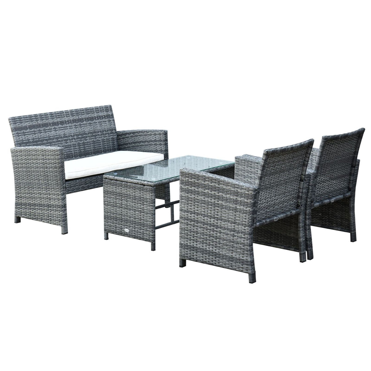 easycomfort easycomfort set mobili da giardino in pe rattan divanetto e 2 poltrone con tavolino e cuscini grigio ean 8055776915036