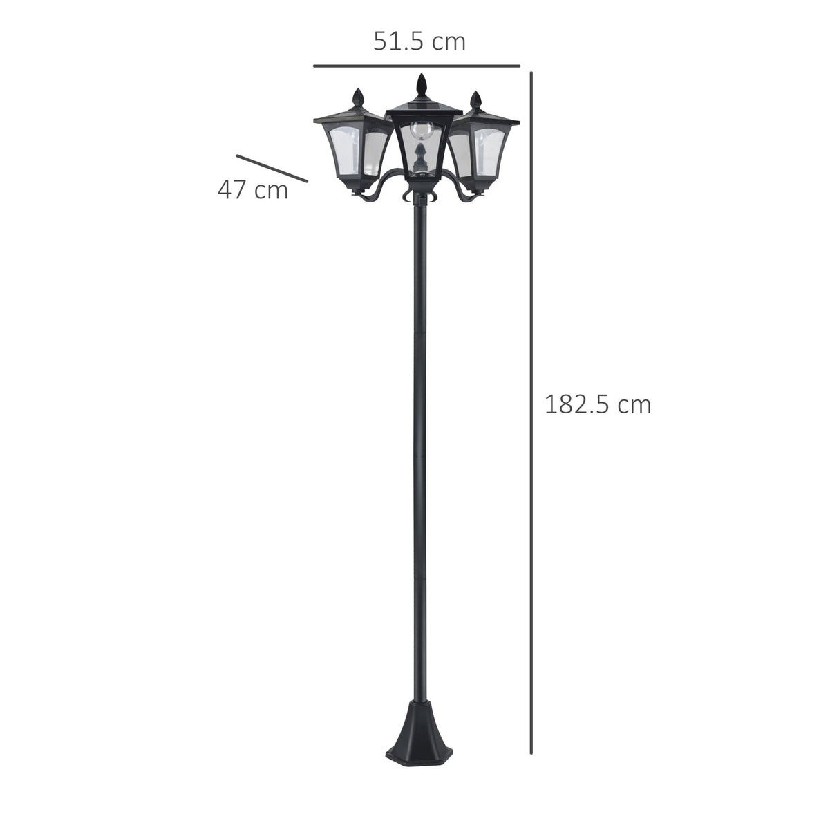 easycomfort easycomfort lampione da giardino led a energia solare nero 182.5cm