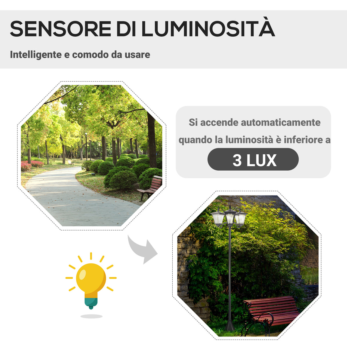 easycomfort easycomfort lampione da giardino led a energia solare nero 182.5cm