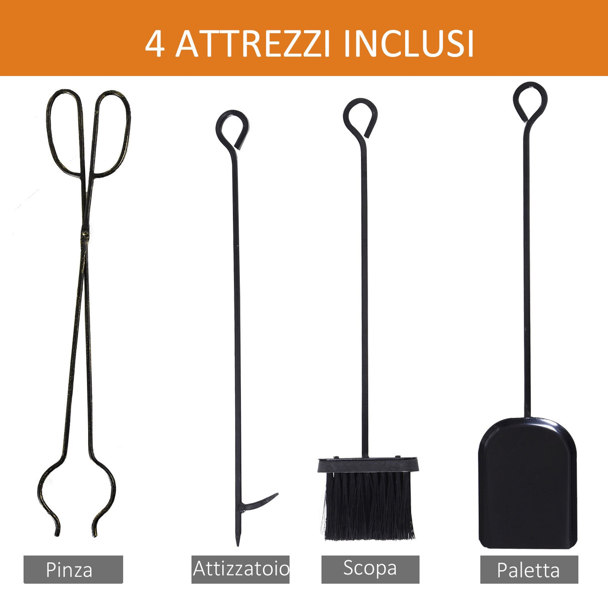 easycomfort easycomfort portalegna in ferro battuto con attrezzi per camino e manici base porta legna rialzata e decori 51.5x33x77cm nero
