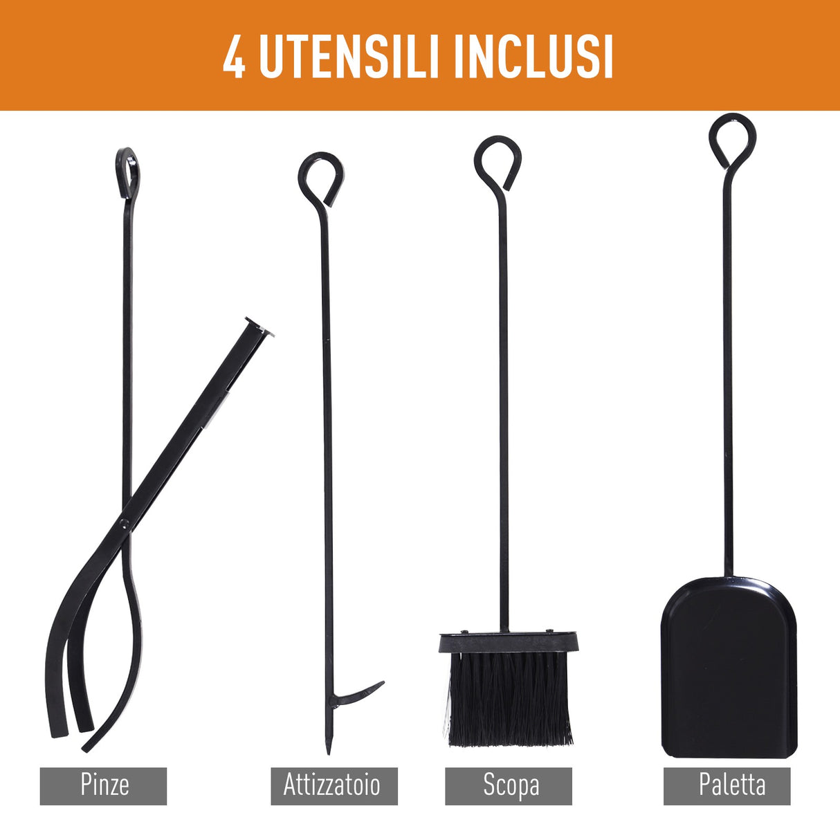 easycomfort easycomfort potalegna per camino in acciaio nero e antiruggine con accessori 46 x 29 x 70cm ean 8054111843690