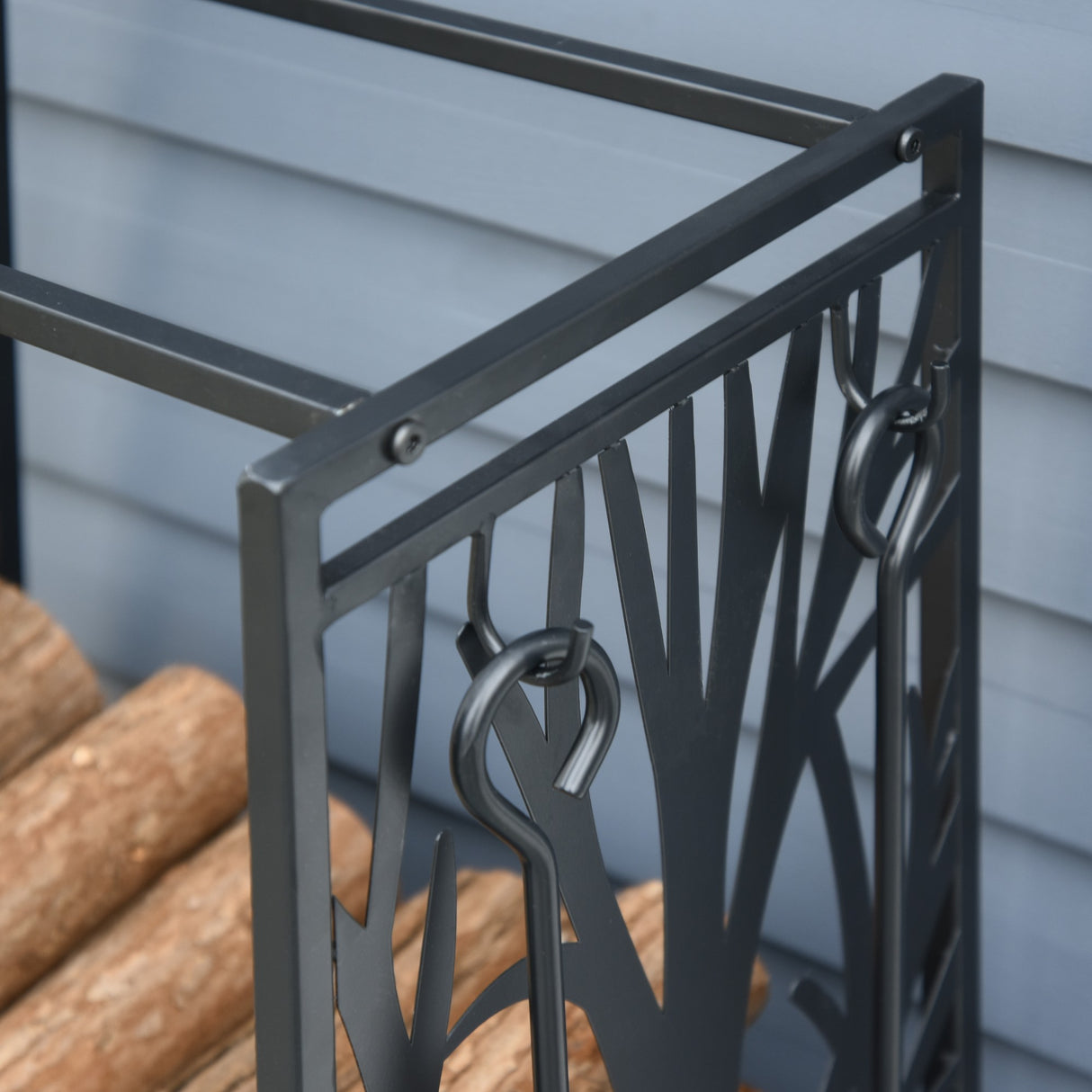 easycomfort easycomfort potalegna per camino in acciaio nero e antiruggine con accessori 46 x 29 x 70cm ean 8054111843690