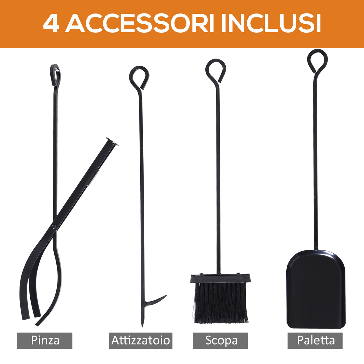 easycomfort easycomfort portalegna da interno ed esterno in acciaio porta legna per camino con attizzatoio paletta scopino pinza 46x30x76cm nero