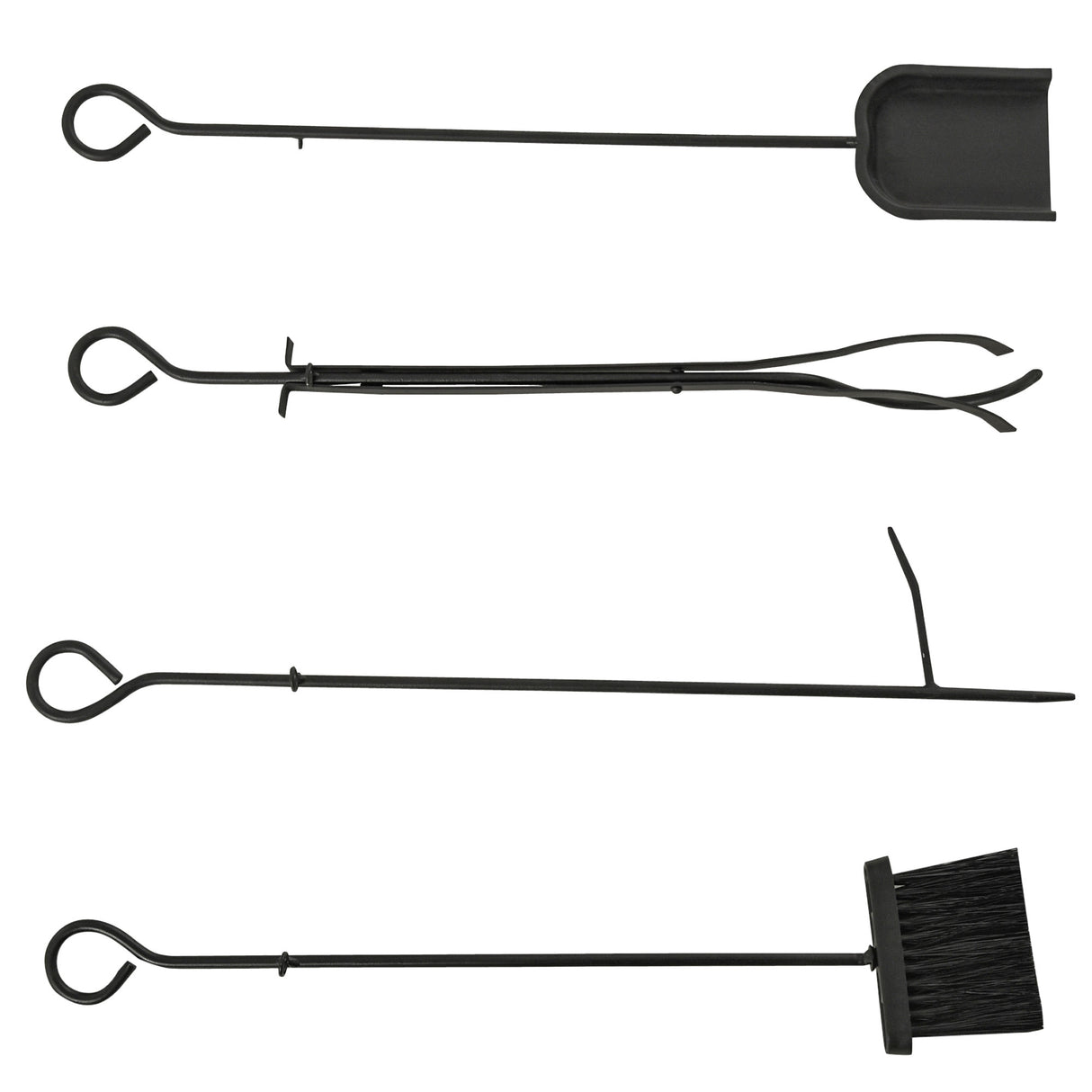 easycomfort easycomfort portalegna da interno ed esterno in metallo con paletta scopa attizzatoio e pinza nero