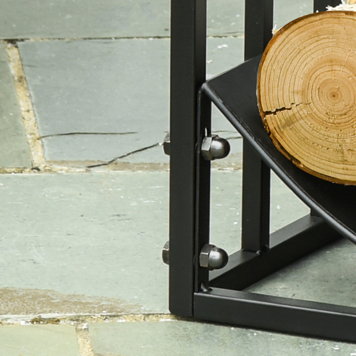 easycomfort easycomfort portalegna da interno ed esterno in metallo con ripiano curvo fino 60kg di legna nero