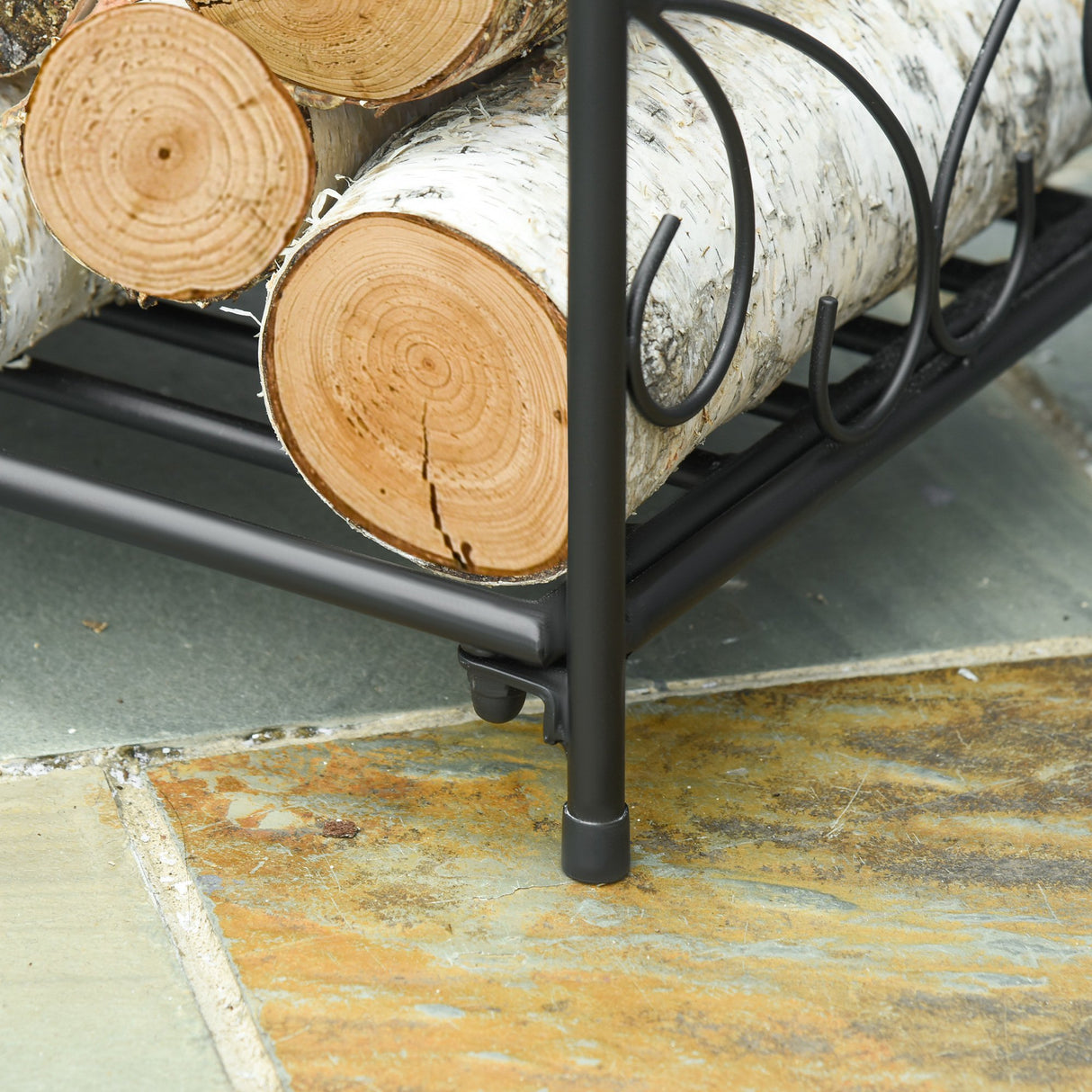 easycomfort easycomfort portalegna per camino da interno ed esterno in metallo con base rialzata per 50kg di legna 39.5x31.5x39.5cm nero