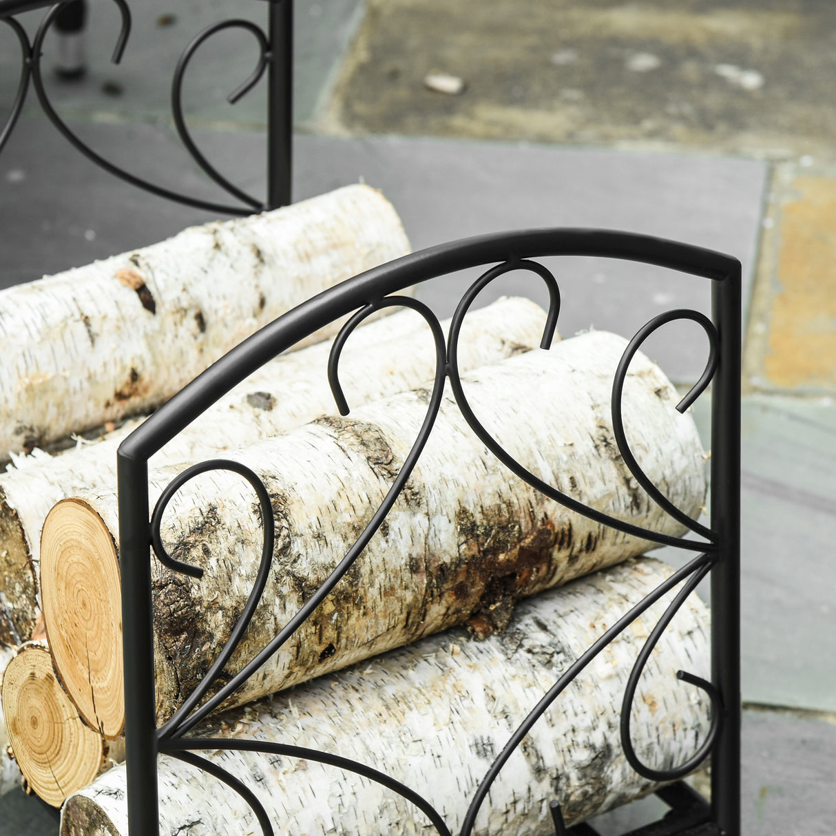 easycomfort easycomfort portalegna per camino da interno ed esterno in metallo con base rialzata per 50kg di legna 39.5x31.5x39.5cm nero