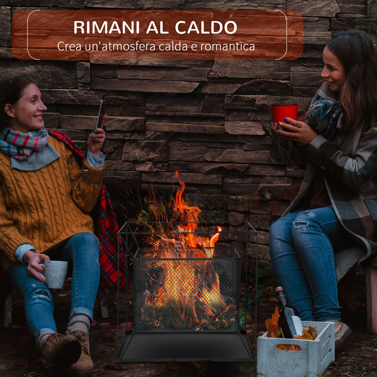 easycomfort easycomfort braciere da giardino a legna portatile con attizzatoio 45x45x43cm nero