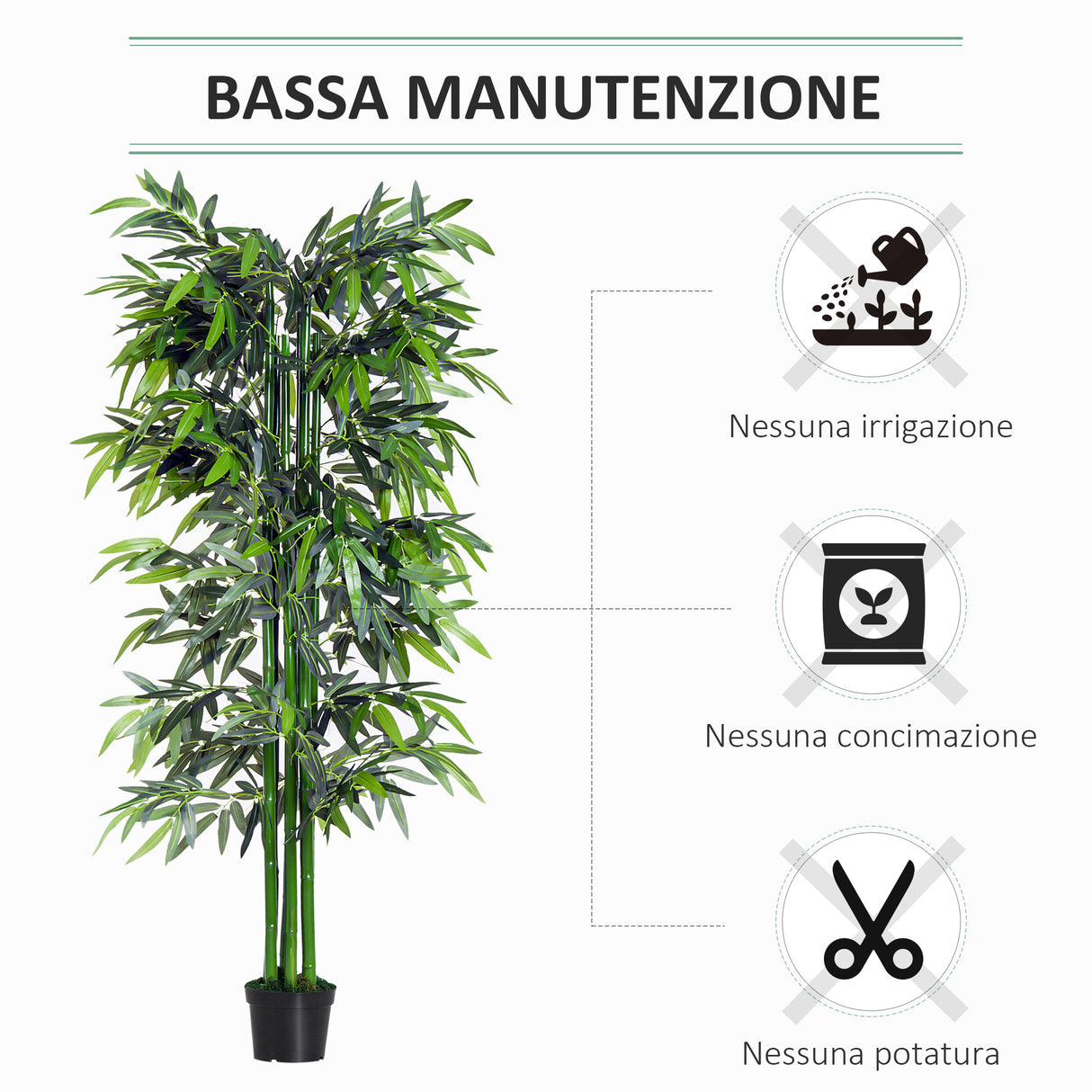 easycomfort easycomfort pianta di bambu artificiale in vaso da 180cm per interni ed esterni